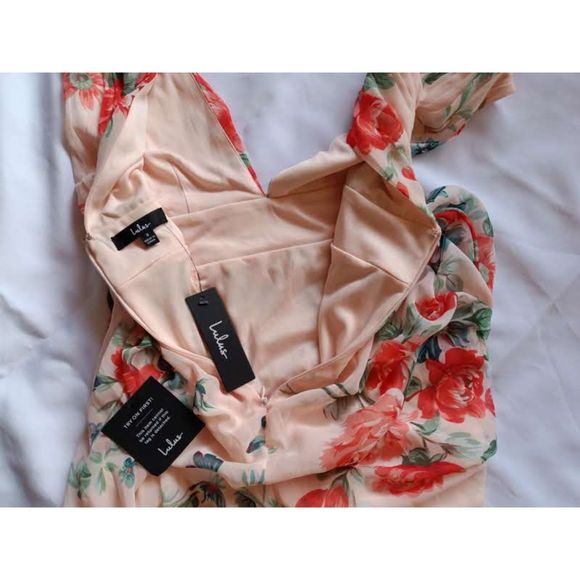 NWT Lulu's Garden Meandering Blush Floral Print Maxi Small V-Neck Sleeveless - Picture 11 of 13